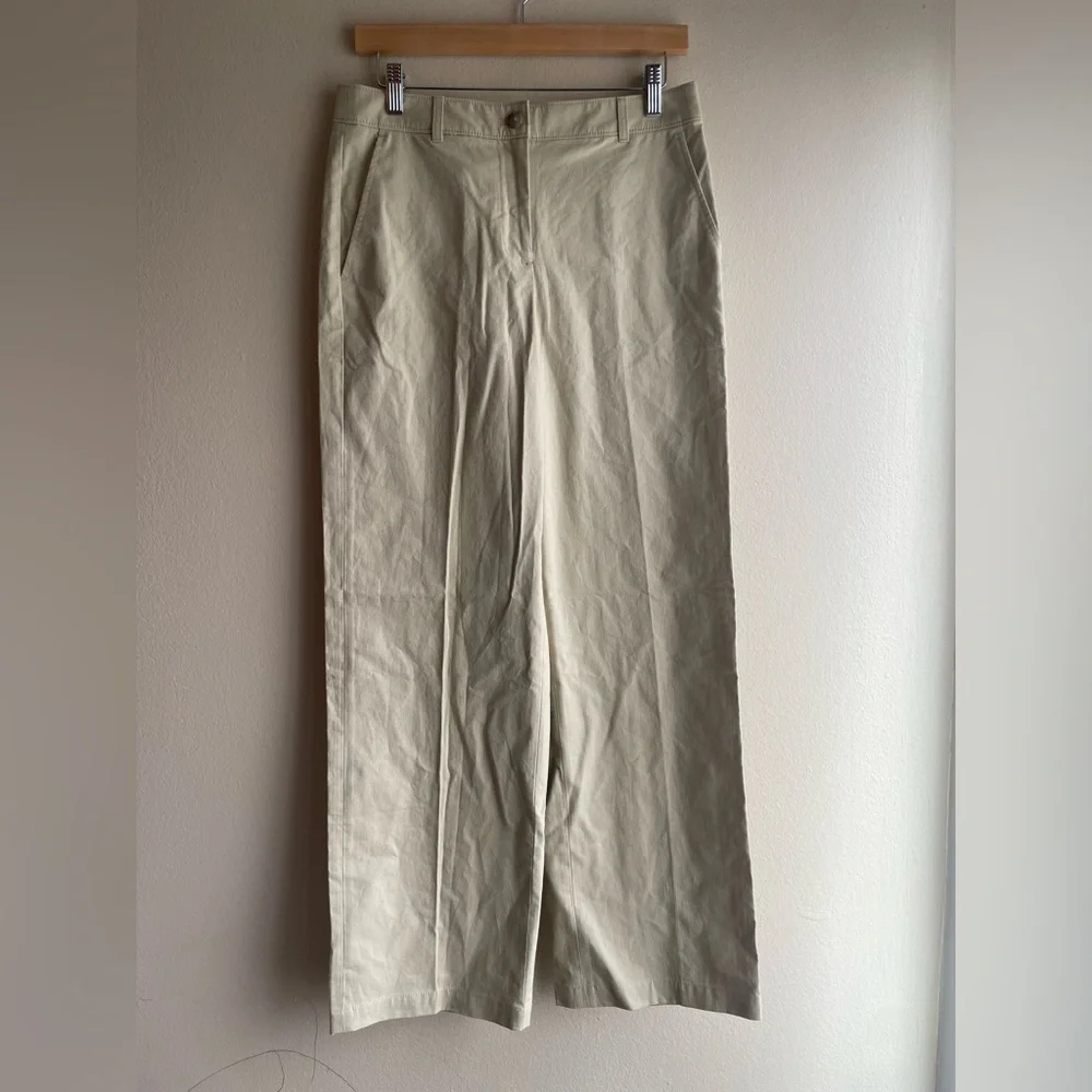 New J.Crew Women Cotton Linen Chino Tan Pants Size 4 Straight